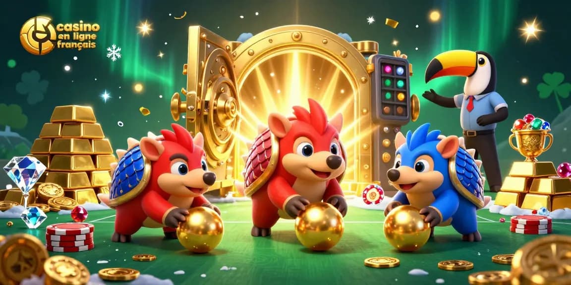 Explorez les gains au casino en ligne français avec une illustration dynamique de pangolins et des grosses mises.