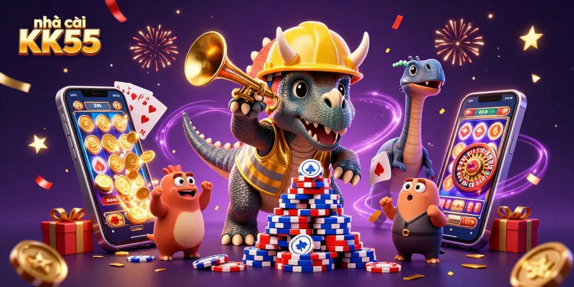 Experience thrilling gameplay at nhà cái KK55 with vibrant casino characters and dynamic elements.