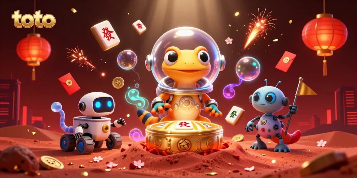 Gambarlah pengalaman togel toto yang menakjubkan dengan hewan alien penuh warna dan elemen meriah.
