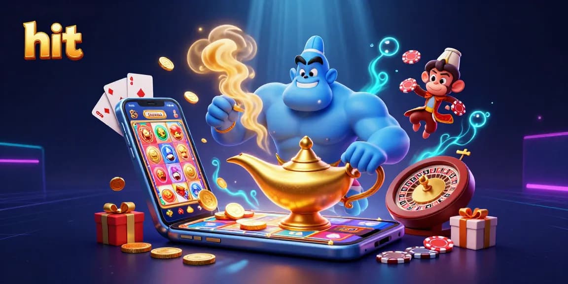 Hit thrilling game experiences with the magical genie and vibrant casino elements bursting with excitement.