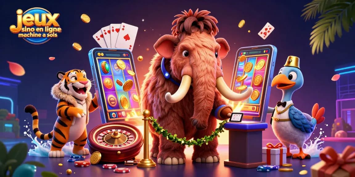 Découvrez une illustration dynamique avec une ambiance de jeux casino en ligne machine à sous captivante.