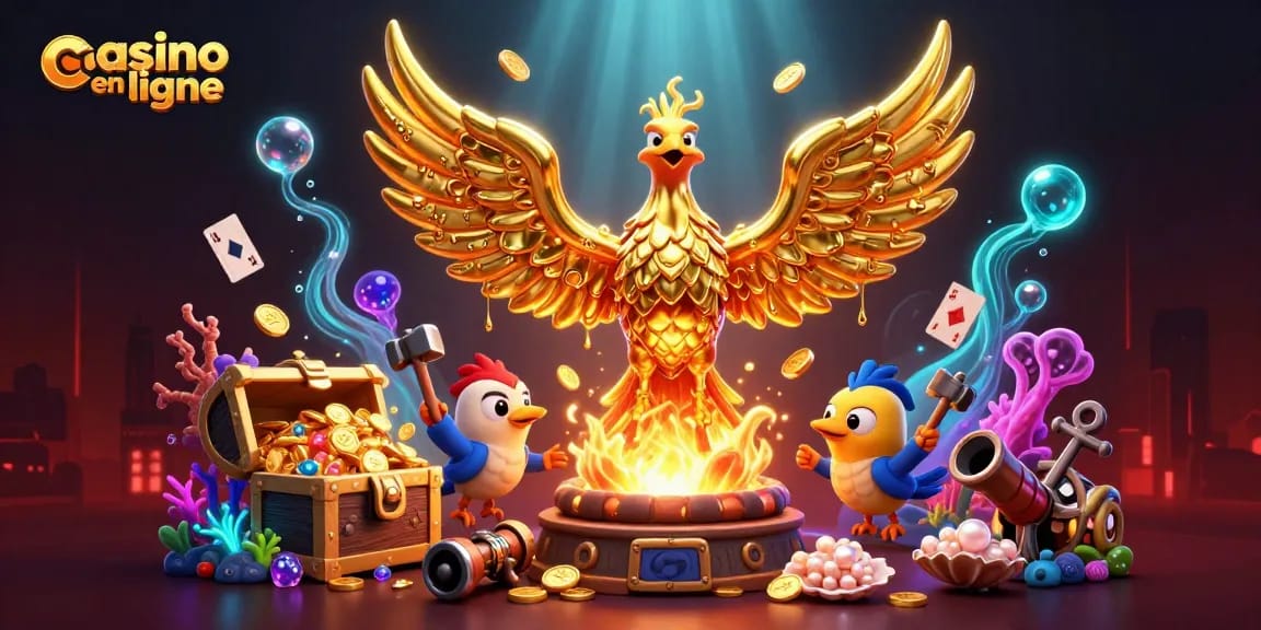 Gagnez avec un casino en ligne grâce à une illustration dynamique remplie de personnages et d'éléments de jeu captivants.