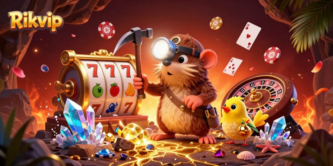 Rikvip offers an exciting treasure hunt adventure in online gaming with vibrant slot machines and intense action.