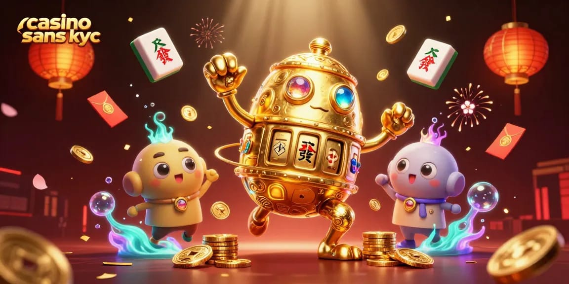 Jouer au casino sans KYC : expérience de jeu anonyme avec des éléments lumineux et festifs.