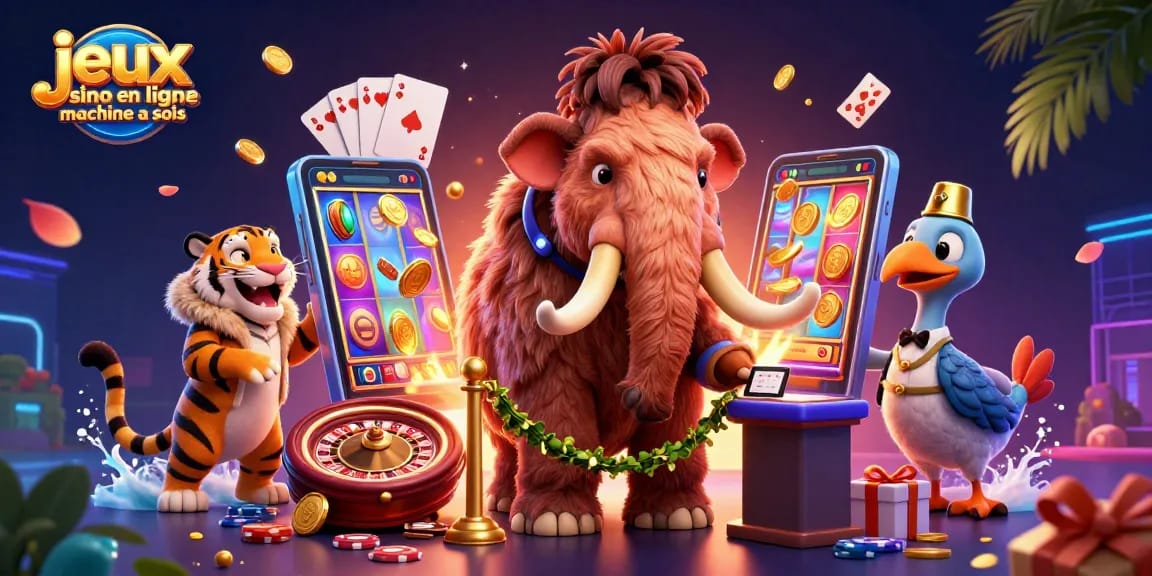 Découvrez une illustration dynamique avec une ambiance de jeux casino en ligne machine à sous captivante.