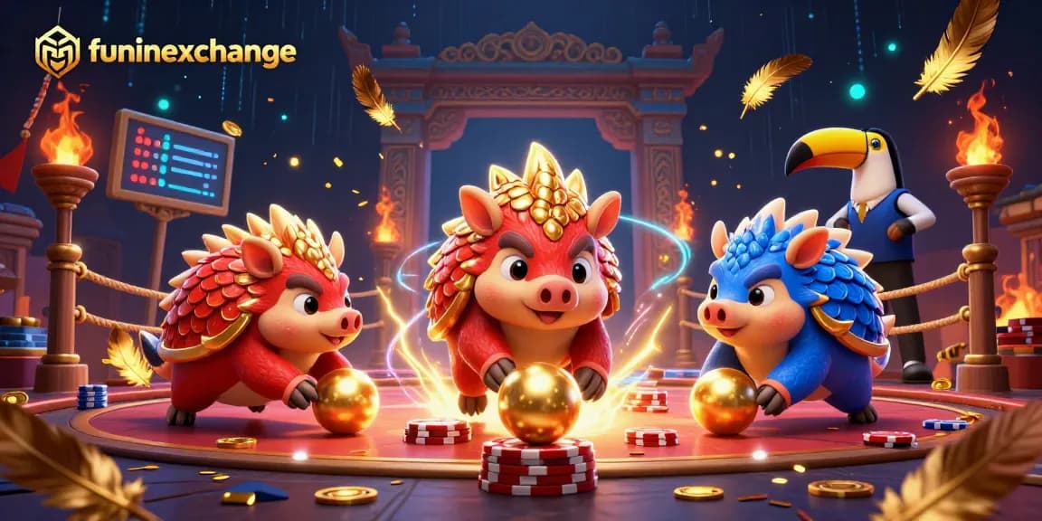 Experience exciting action with funinexchange as rival pangolins bowl through poker chips in a vibrant digital casino.