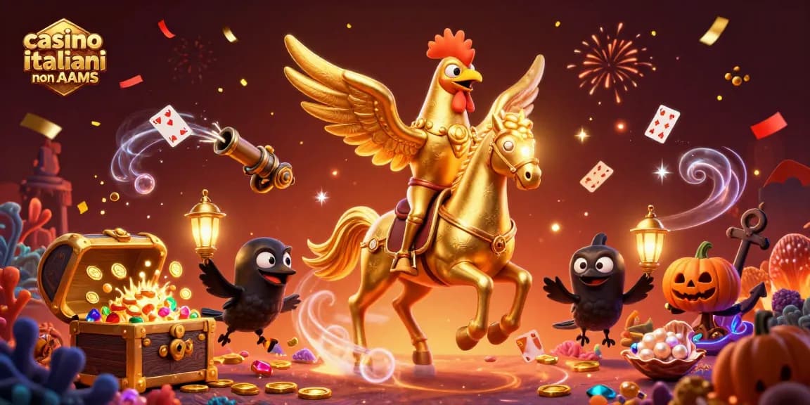 Cattura l'azione nei casinò con i migliori casino italiani non AAMS in un'illustrazione 3D colorata e vivace.