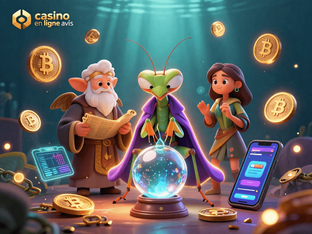 Découvrez le casino en ligne avis à travers une illustration captivante de personnages enjoués dans un univers ludique.