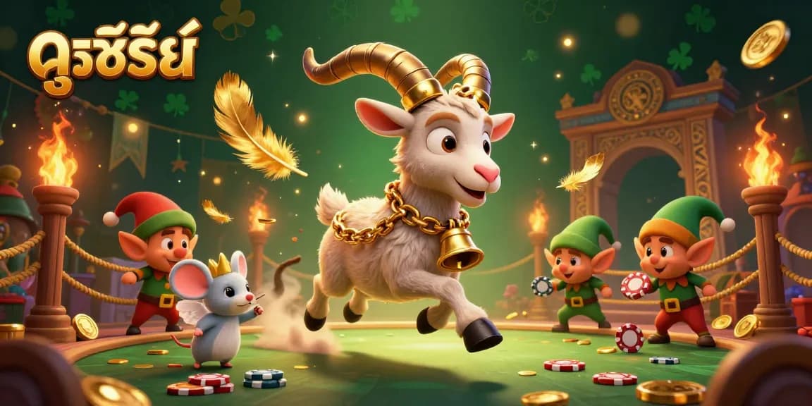 Experience ดูซีรี่ย์ in a lively casino with 3D characters, festive chaos, and dynamic elements.