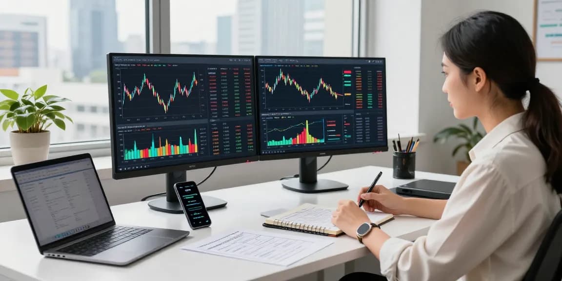 Professional analyzing cryptocurrency data to recover lost crypto in a modern financial workspace.