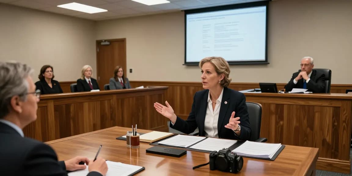 Crown attorney Karen McCleave Toronto presenting in court during a murder trial.