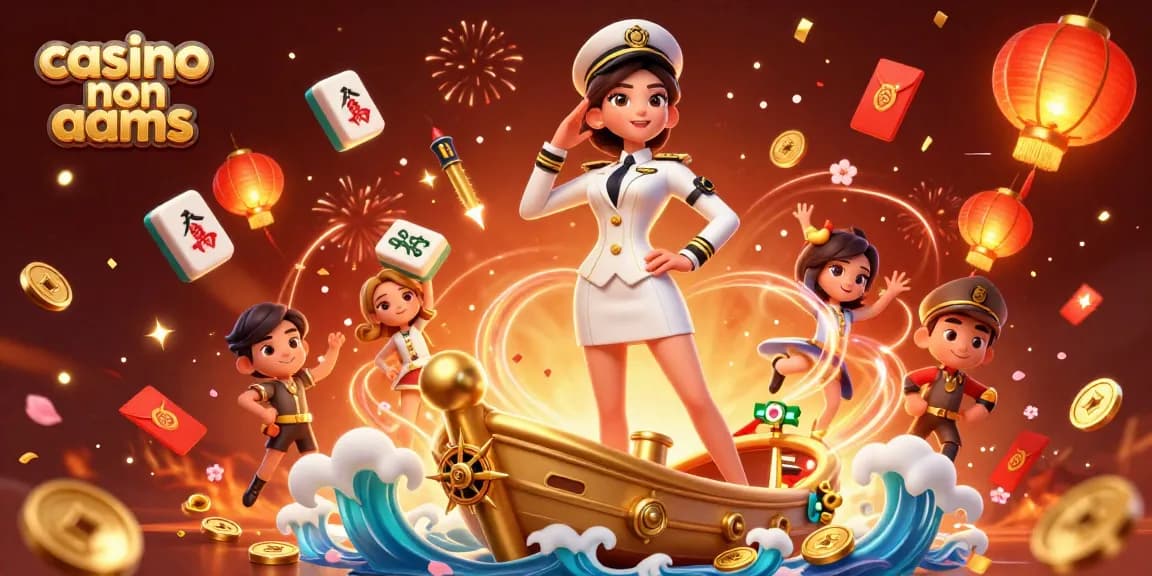 Scopri giochi emozionanti nei casino non AAMS con una glamour donna asiatica in abbigliamento dorato incorniciata da immagini vibranti.