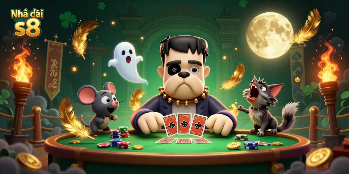 Place bets and win at Nhà cái s8 with a vibrant 3D casino illustration filled with excitement.