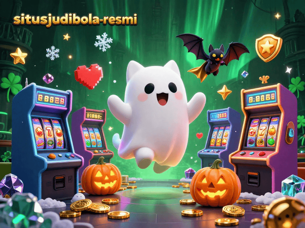 Engage in thrilling gameplay at situsjudibola-resmi with our friendly ghost cat and vibrant casino elements.