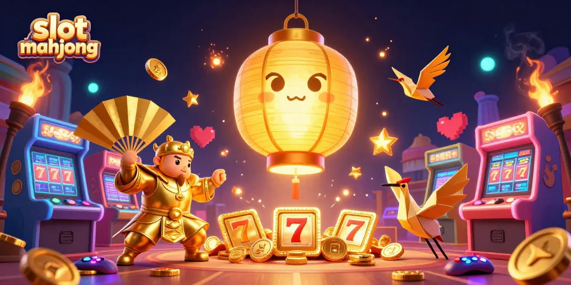 Experience the thrill of slot mahjong in this vibrant casino scene with dynamic characters and gaming elements.