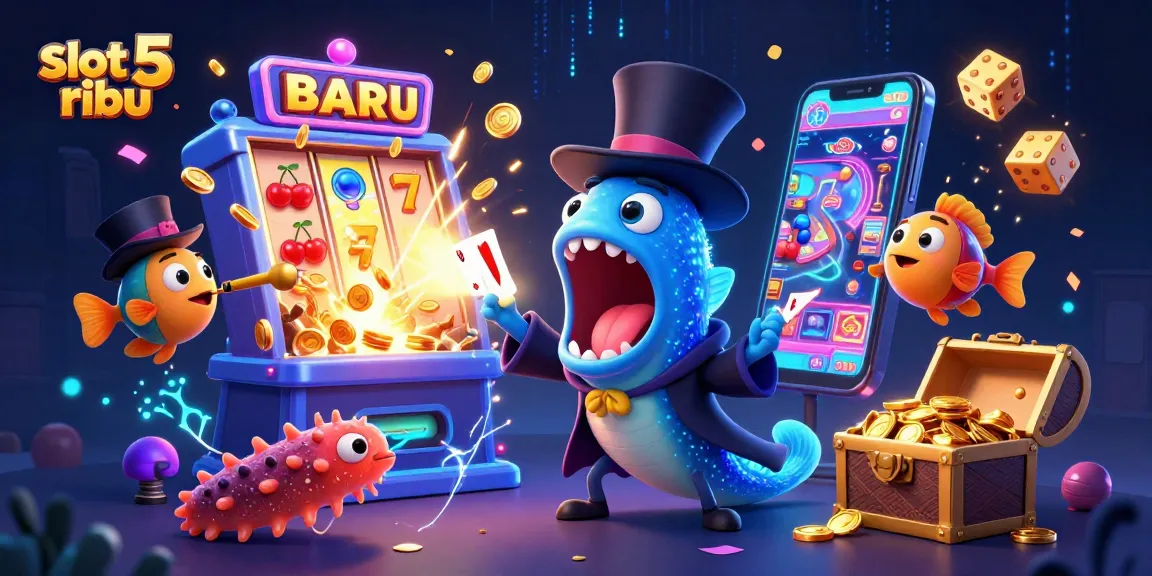 Experience the thrill of slot 5 ribu with a vibrant 3D magic scene, showcasing dynamic casino elements and characters.