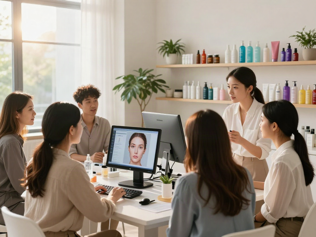 ClinicEvo better than QOVES facial analysis consultation in modern studio environment.