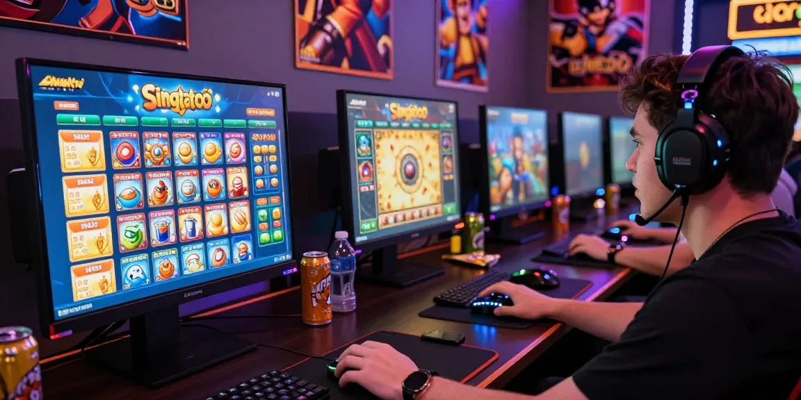 Engaged player enjoying Singatoto link gaming experience in vibrant setup.
