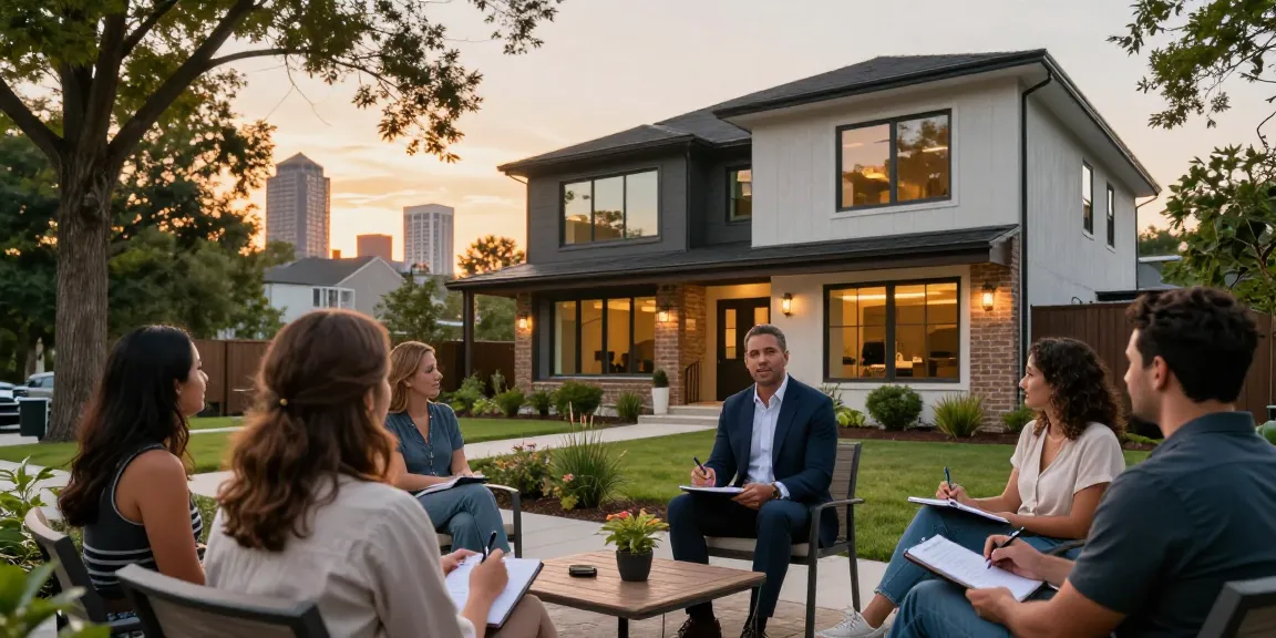 David Vepraskas Atlanta discussing real estate at a stylish home during sunset