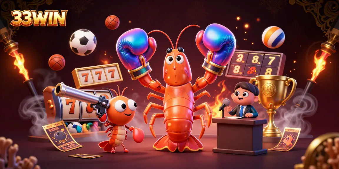 Join the excitement at 33WIN with a vibrant 3D casino scene showcasing thrilling games and rich prizes.