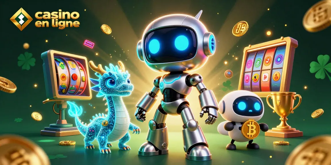 Jouez au casino en ligne avec des machines à sous colorées et un robot cybernétique captivant.