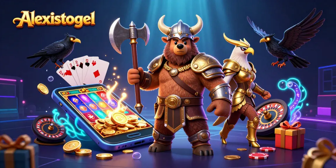 Experience thrilling games with Alexistogel, showcasing vibrant slot games and exciting casino elements.