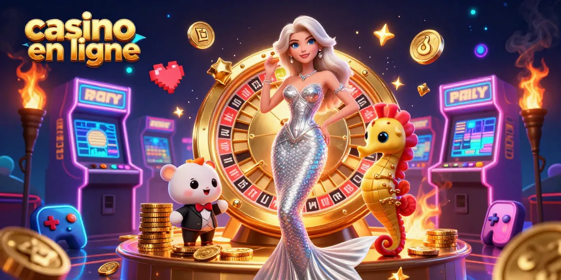 Plongez dans l'excitation du casino en ligne avec des personnages 3D vibrants, de la roulette et des éléments de jeu immersifs.