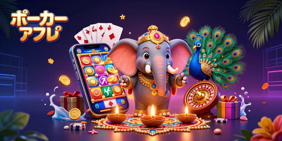 ポーカー アプリでリアルタイムバトルを楽しむエレファントと孔雀の魅力的なイラスト