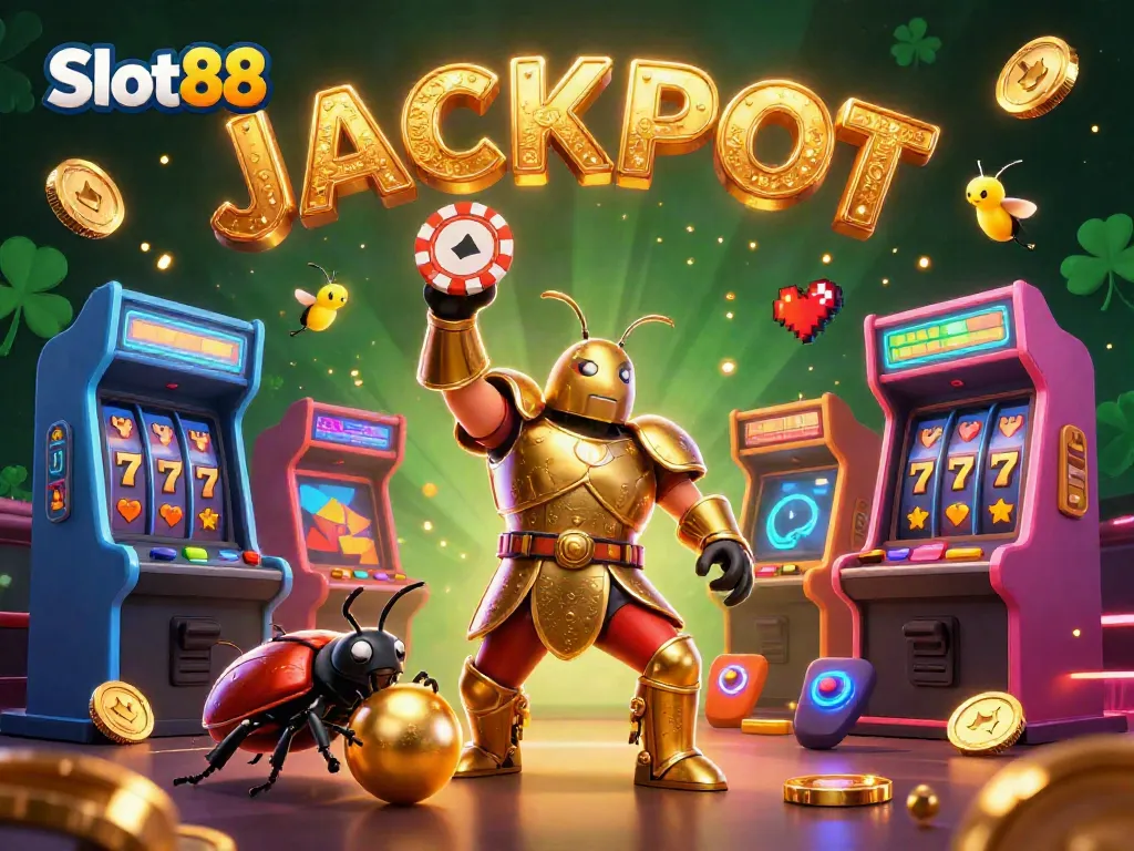 Slot88 jackpot dari hewan lucu dengan mesin slot penuh warna dan efek berkilau.