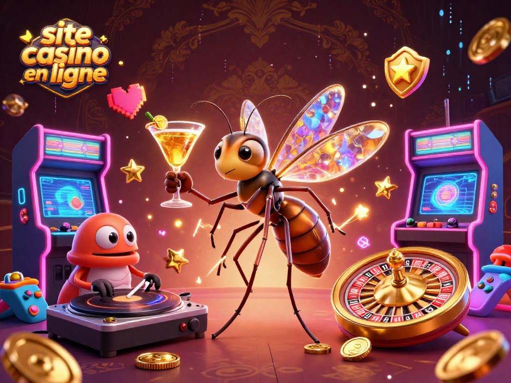 Plongez dans l'univers du site casino en ligne avec des personnages captivants autour d'une roulette dorée.