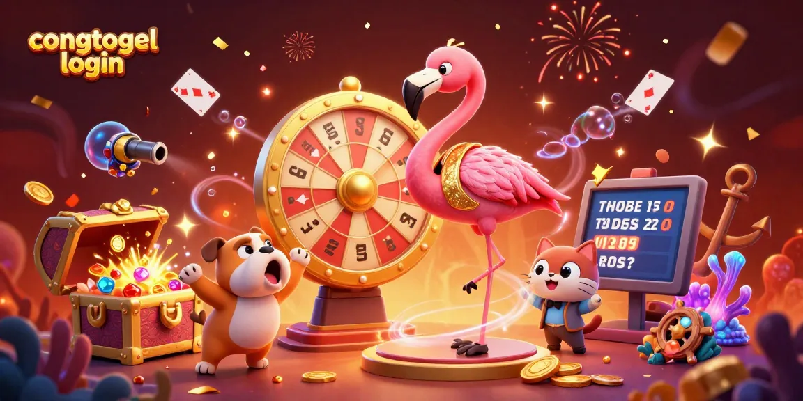 Engage with congtogel login to spin the prize wheel in this vibrant casino-themed illustration.