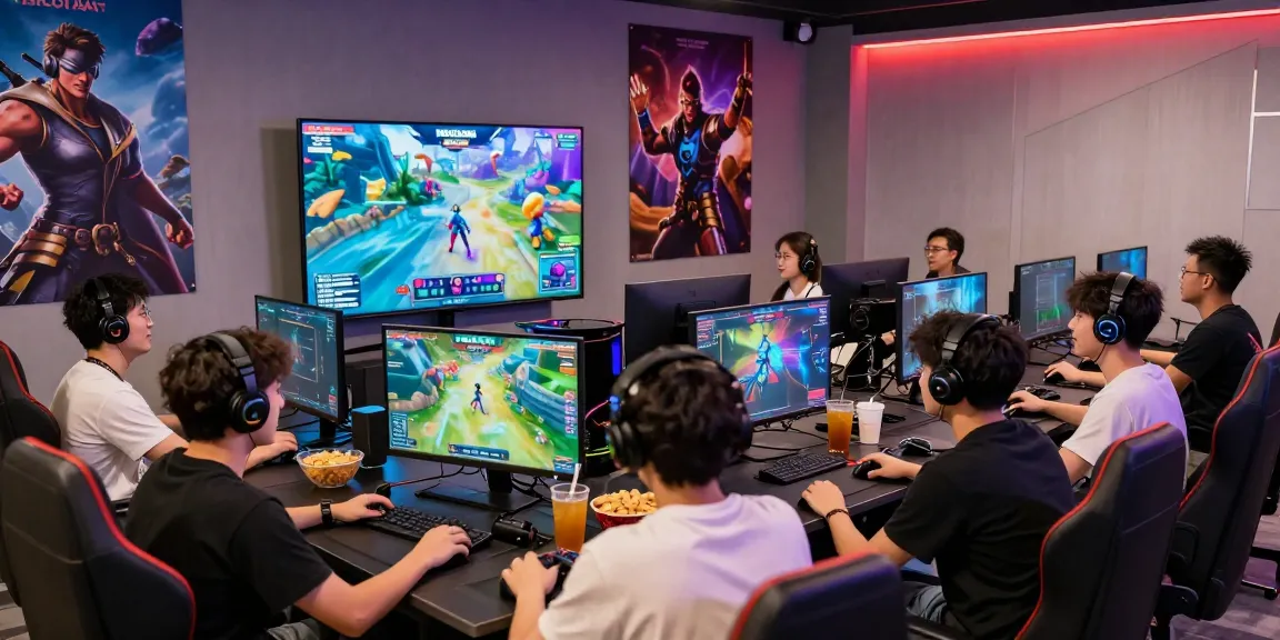 Friends enjoying the INDOCAIR gaming platform in a vibrant lounge scene.