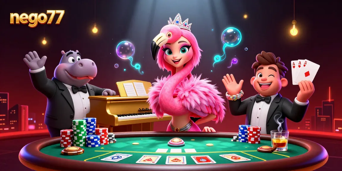 Experience the excitement of nego77 with vibrant casino elements and captivating characters.