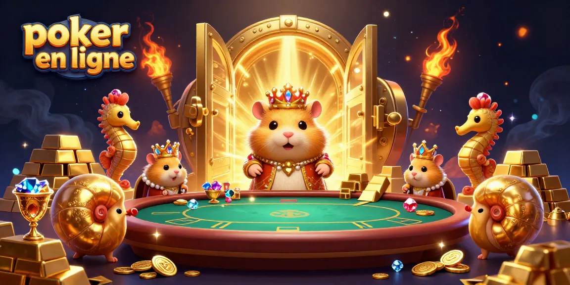 Participez à une session de poker en ligne avec une scène dynamique de personnages illustratifs et d'éléments de jeu.