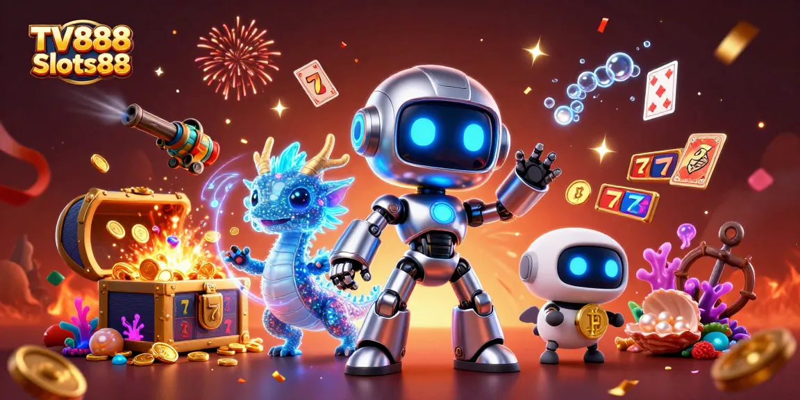 Win big at TV888 Slots88 with vibrant 3D casino characters and dynamic slot elements.