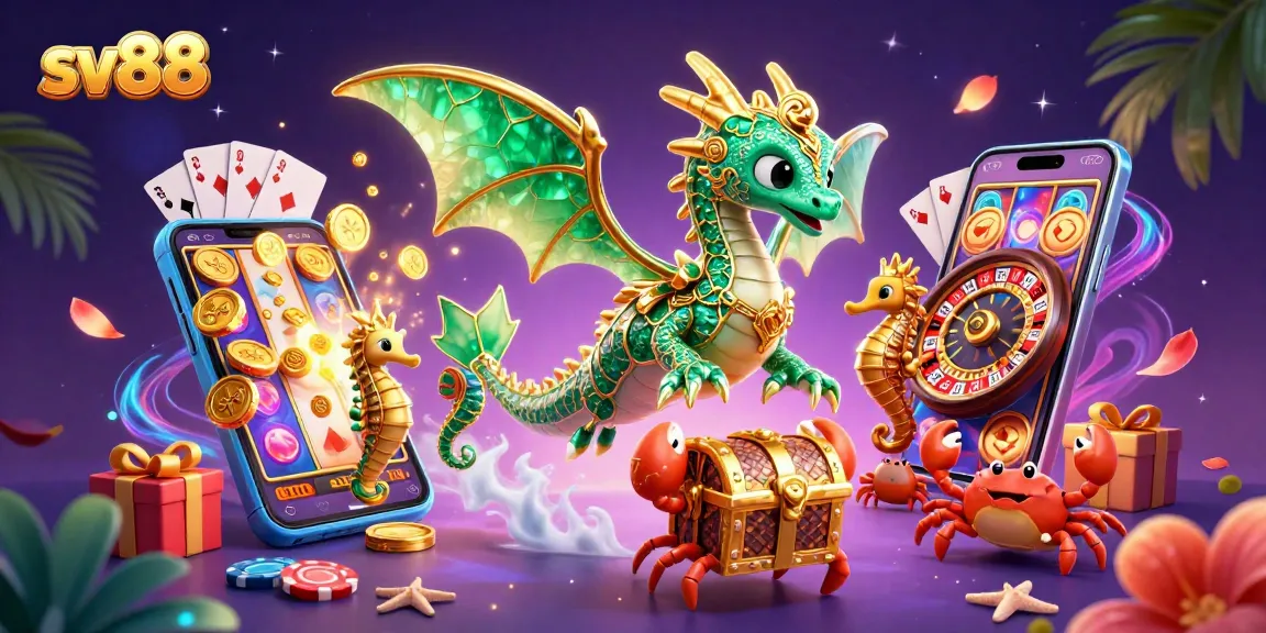 Engage in thrilling gameplay with sv88, featuring a dazzling sea dragon and casino elements.