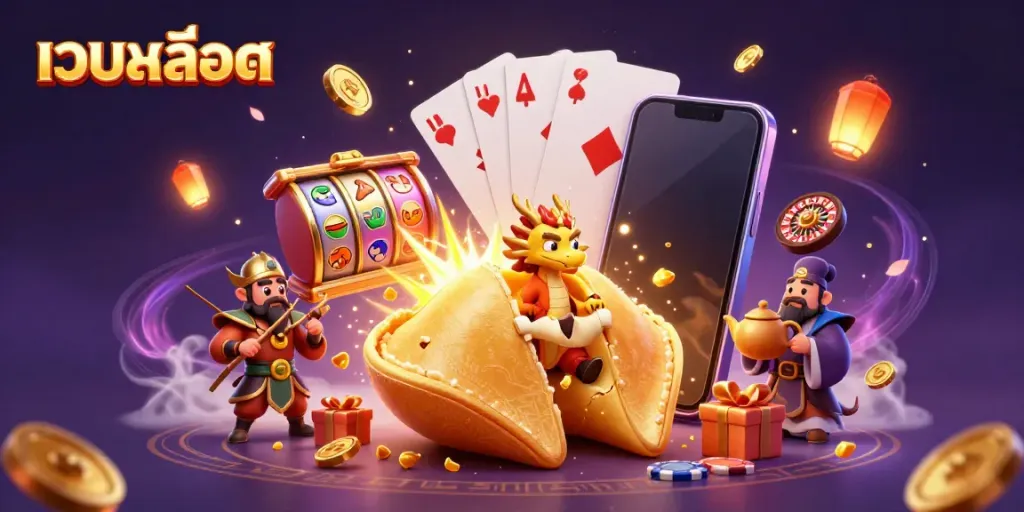 Experience thrilling เว็บสล็อต action with a golden fortune cookie, wise dragon, and explosive slot game excitement!