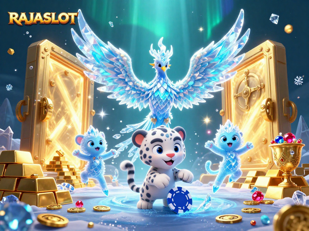 RAJASLOT memainkan slot hoki 777 dengan phoenix es dan pundi harta karun berkilauan.