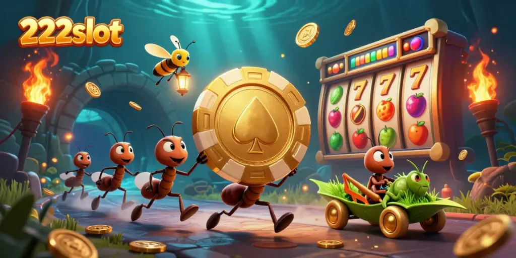 Karakter 222slot beraksi melawan rintangan dengan strategi, meraih jackpot besar dalam permainan slot.