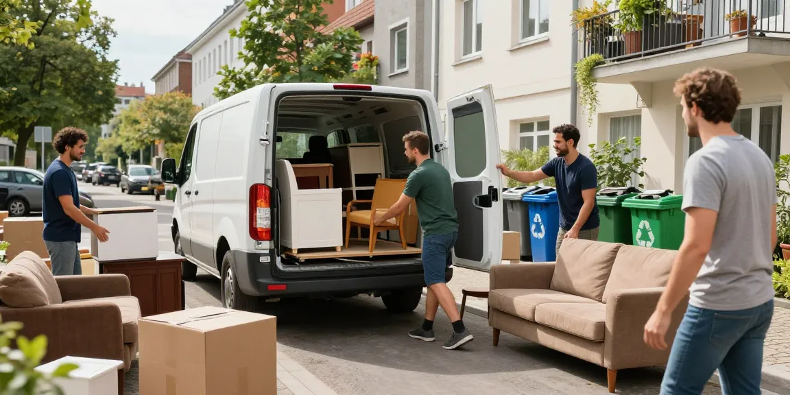 Sperrmüllabholung 80 Euro Berlin service team assisting with furniture removal in urban setting.