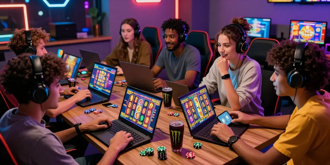 Exciting online gaming scene featuring friends playing slot depo 5k, showcasing vibrant graphics and energetic atmosphere.