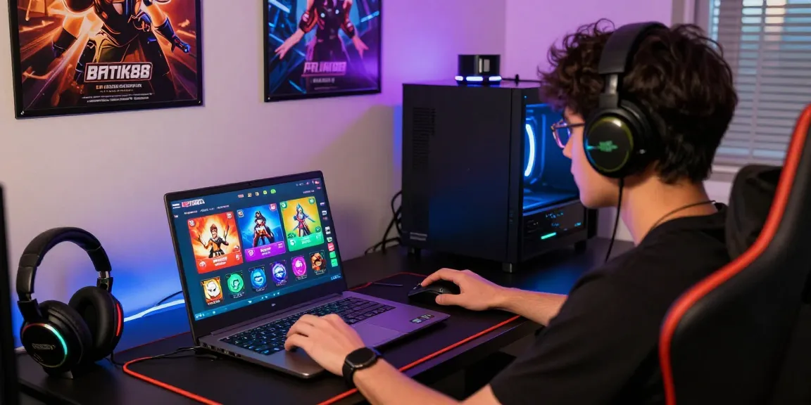 Pengguna BATIK88 sedang bermain game online dengan akses cepat dan stabil di lingkungan gaming yang nyaman.