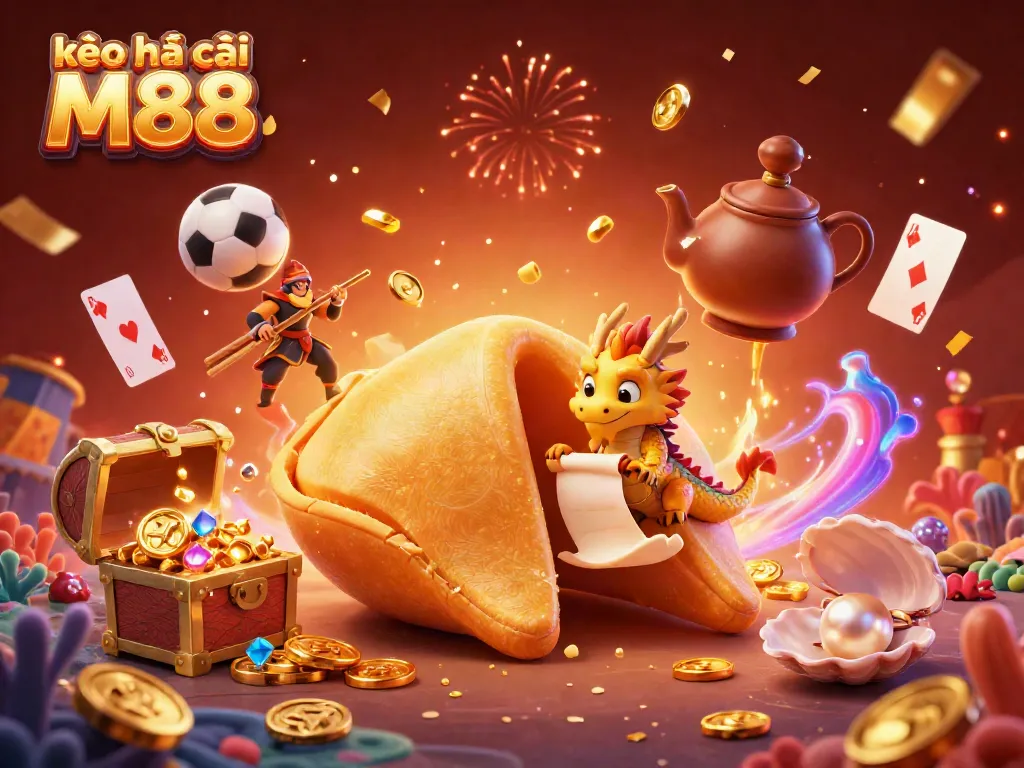 Cá cược kèo nhà cái M88 với hình ảnh hỗn hợp của các trò chơi thể thao, vàng và các viên ngọc quý