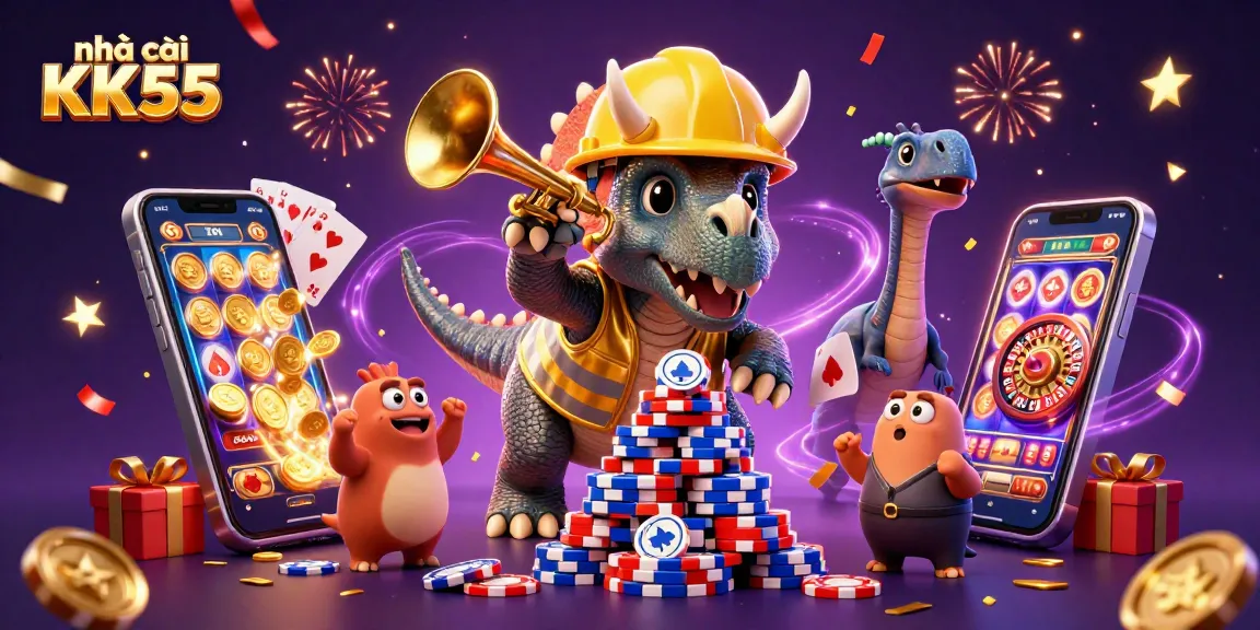Experience thrilling gameplay at nhà cái KK55 with vibrant casino characters and dynamic elements.