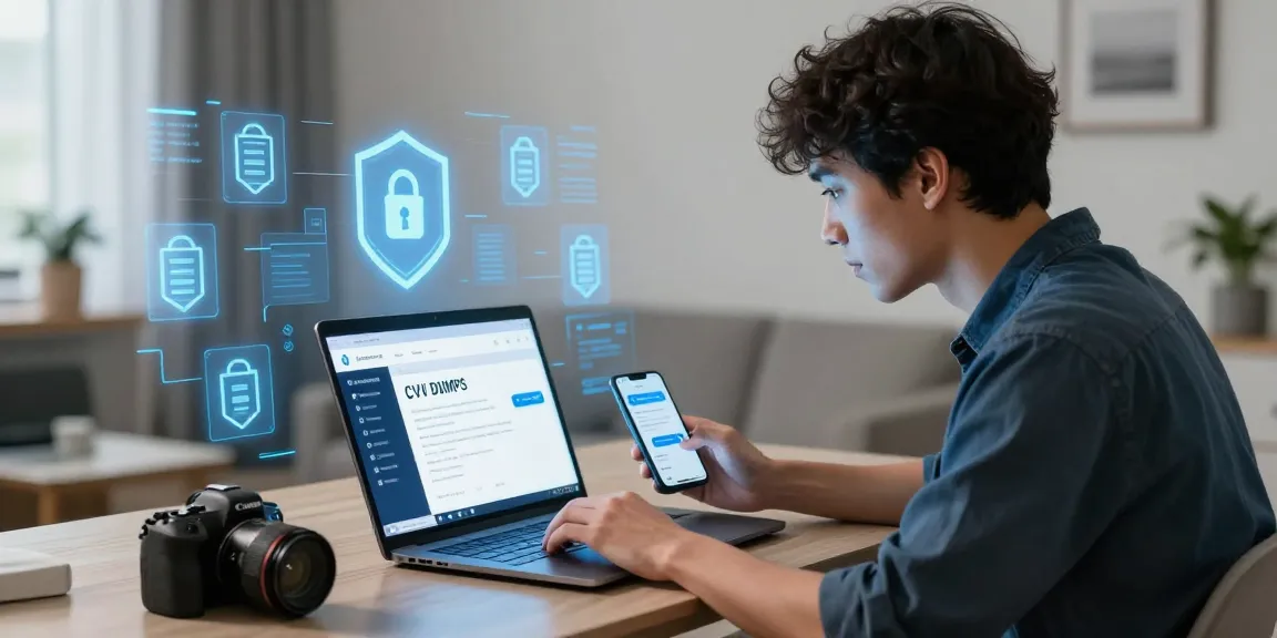 Engaged user exploring a CVV dumps shop online with advanced security features.