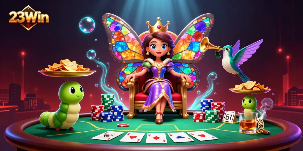 Experience thrilling gaming at 23Win with a vibrant poker scene featuring dynamic character interactions.