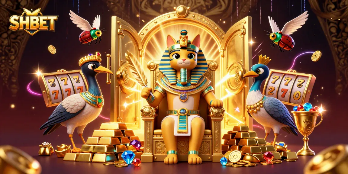 Play exciting games at SH BET's vibrant casino scene featuring gold treasures and dynamic characters.