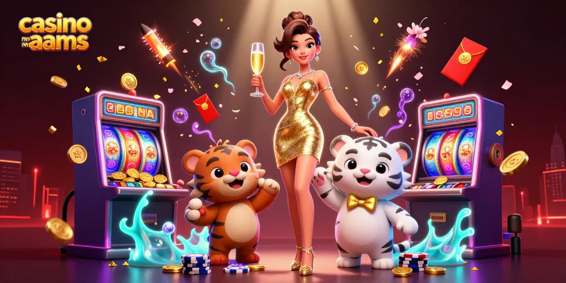 Interagisci con i casinò non AAMS in questa vivace illustrazione che presenta una donna glamour e una tigre fortunata