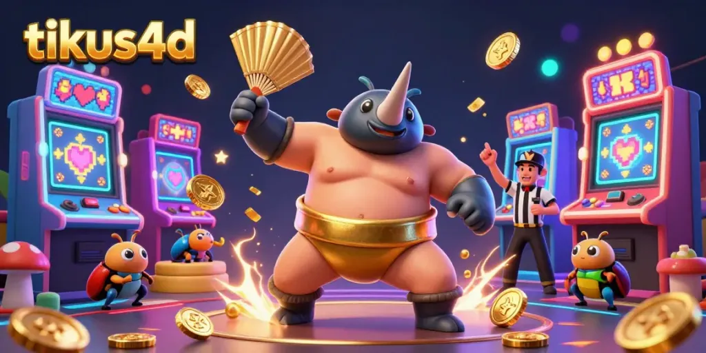 Engage with tikus4d's thrilling slots featuring a powerful beetle champion, coins cascading in excitement.