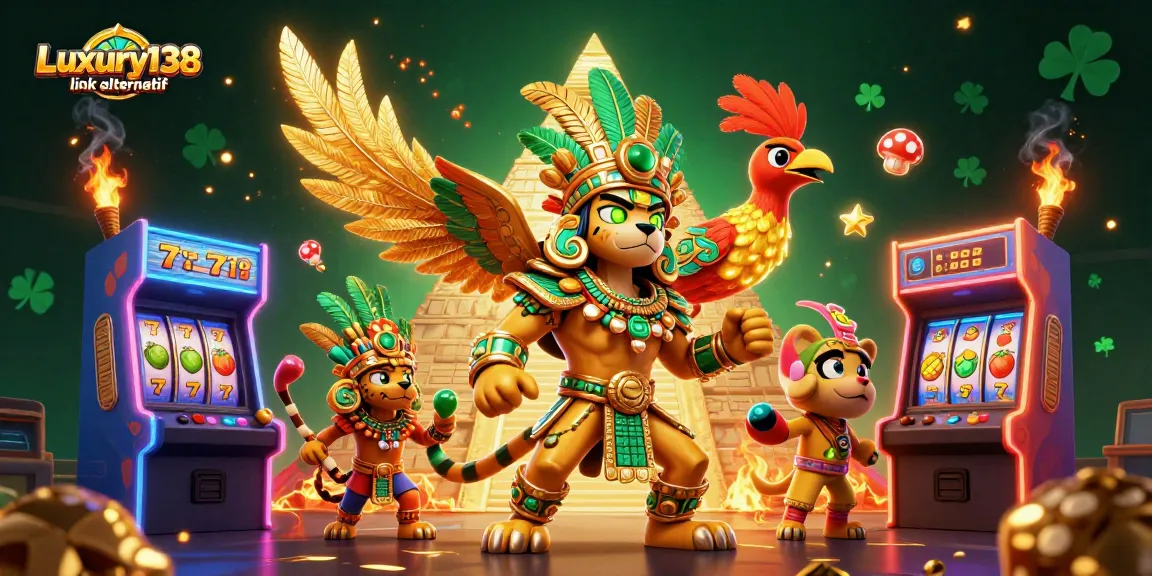 Play slots and win big with Luxury138 link alternatif in a vibrant 3D casino scene.